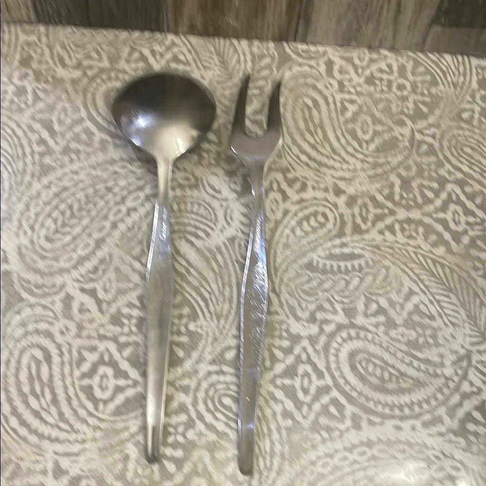 Vintage Silver‎ tone stainless steel MCM Dining Serving Utensils Set